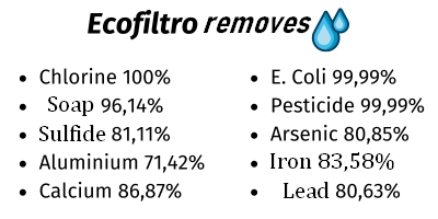 contaminants éliminés par le filtre ecofiltro